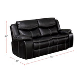 3 Piece Leatherette Reclining Sofa Set, Black