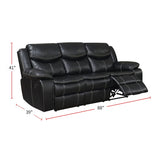 3 Piece Leatherette Reclining Sofa Set, Black