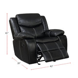3 Piece Leatherette Reclining Sofa Set, Black