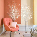 3 Piece Lighted Trees and Branches Set, Christmas Holiday Party Decorations Pre-Lit White Birch Tree LED Lighted Trees