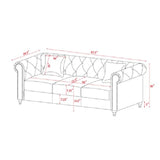 3 Piece Living Room Sofa Set, including 3-seater sofa, loveseat and sofa chair, with button and copper nail on arms and back