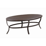 3 Piece Metal Oval Table Set with Sabre Legs and Wooden Top, Brown