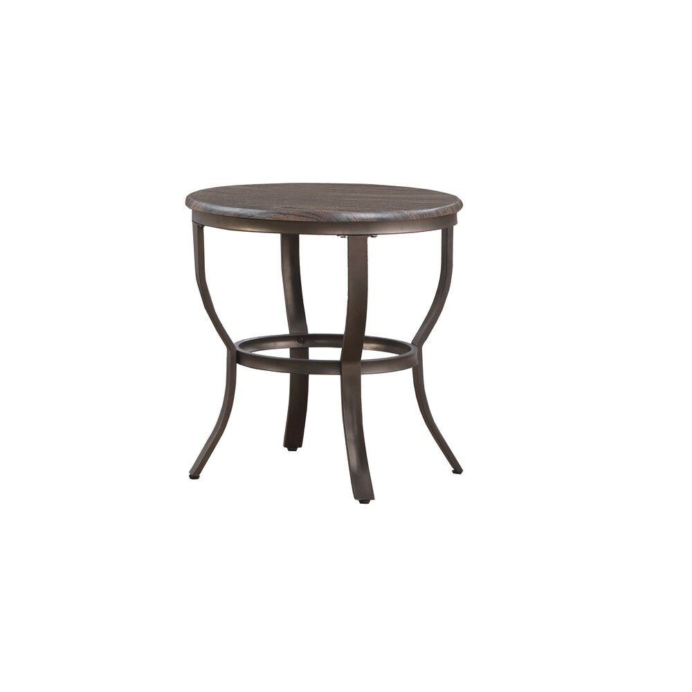 3 Piece Metal Oval Table Set with Sabre Legs and Wooden Top, Brown
