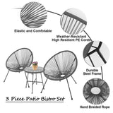 3-Piece Outdoor Acapulco Chair Set,Oval Weave Chair with Steel Frame