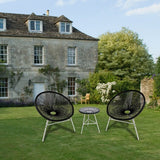 3-Piece Outdoor Acapulco Chair Set,Oval Weave Chair with Steel Frame