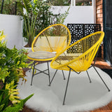 3-Piece Outdoor Acapulco Chair Set,Oval Weave Chair with Steel Frame