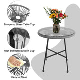 3-Piece Outdoor Acapulco Chair Set,Oval Weave Chair with Steel Frame