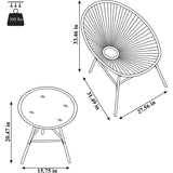 3-Piece Outdoor Acapulco Chair Set,Oval Weave Chair with Steel Frame