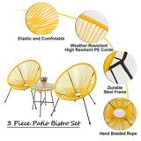 3-Piece Outdoor Acapulco Chair Set,Oval Weave Chair with Steel Frame