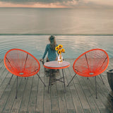3-Piece Outdoor Acapulco Chair Set,Oval Weave Chair with Steel Frame
