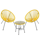 3-Piece Outdoor Acapulco Chair Set,Oval Weave Chair with Steel Frame