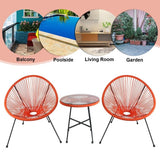 3-Piece Outdoor Acapulco Chair Set,Oval Weave Chair with Steel Frame