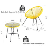 3-Piece Outdoor Acapulco Chair Set,Oval Weave Chair with Steel Frame