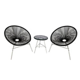 3-Piece Outdoor Acapulco Chair Set,Oval Weave Chair with Steel Frame