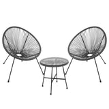 3-Piece Outdoor Acapulco Chair Set,Oval Weave Chair with Steel Frame