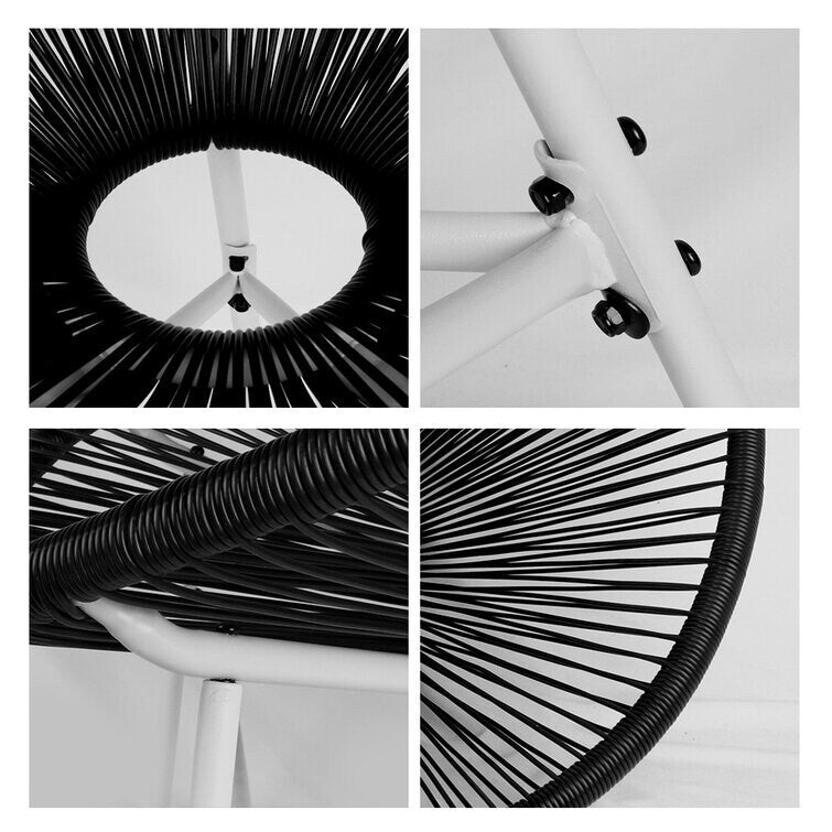 3-Piece Outdoor Acapulco Chair Set,Oval Weave Chair with Steel Frame