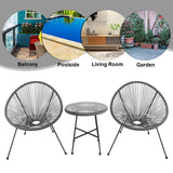 3-Piece Outdoor Acapulco Chair Set,Oval Weave Chair with Steel Frame