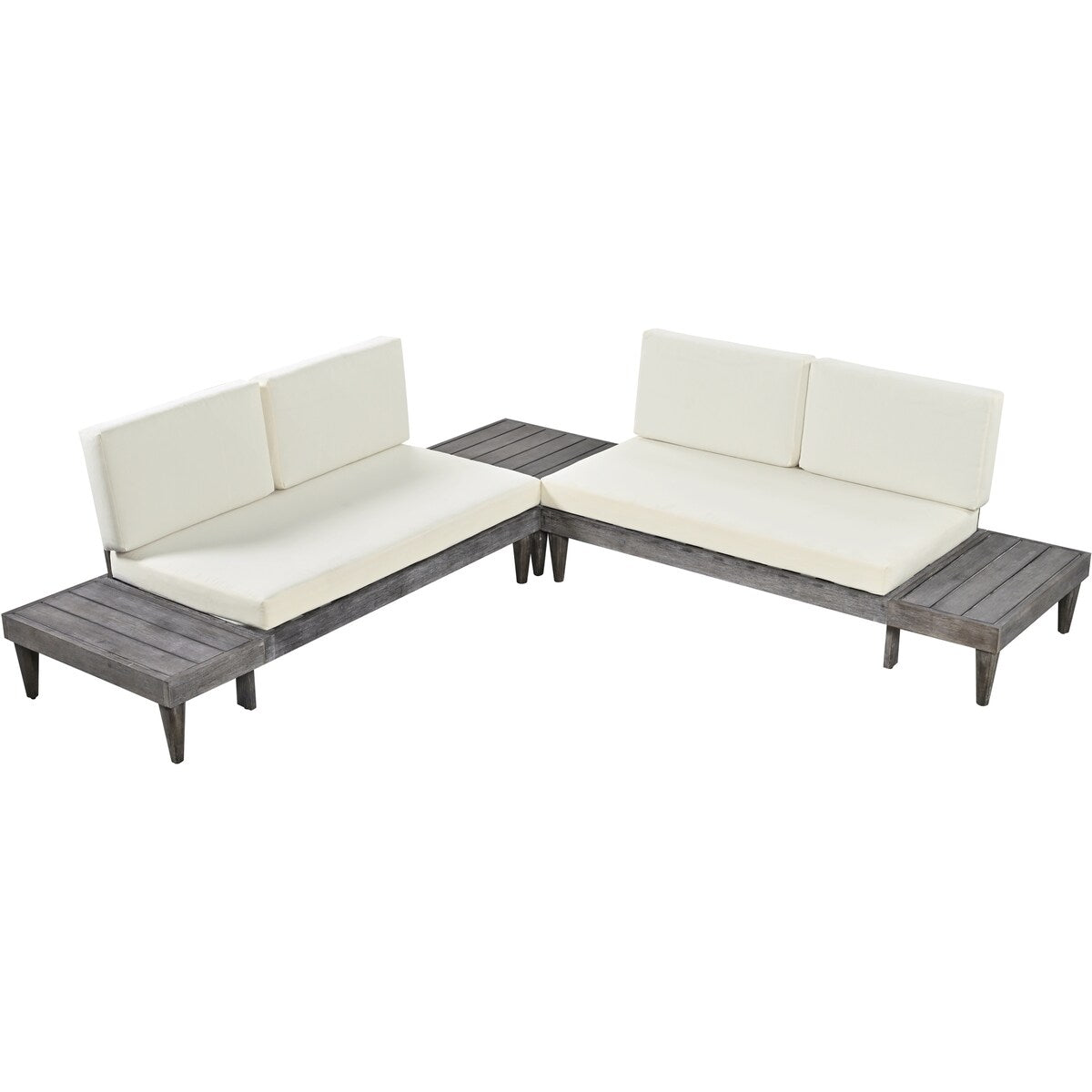 3-Piece Outdoor Furniture Set w/Coffee Table, Cushions & Pillow, Beige