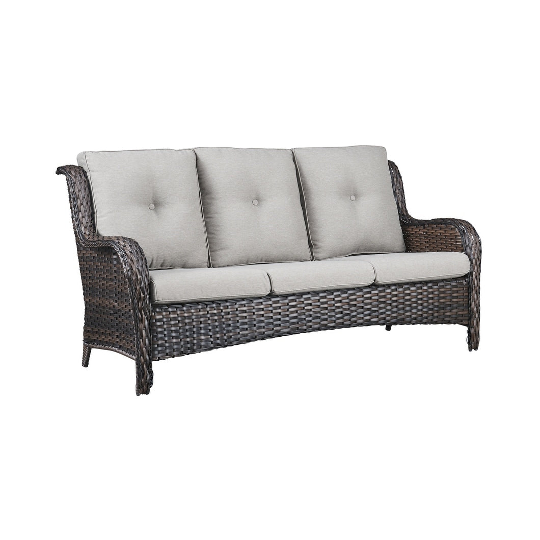 Gymojoy 3-Piece Outdoor Patio High-back Wicker Sectional Ottoman Set