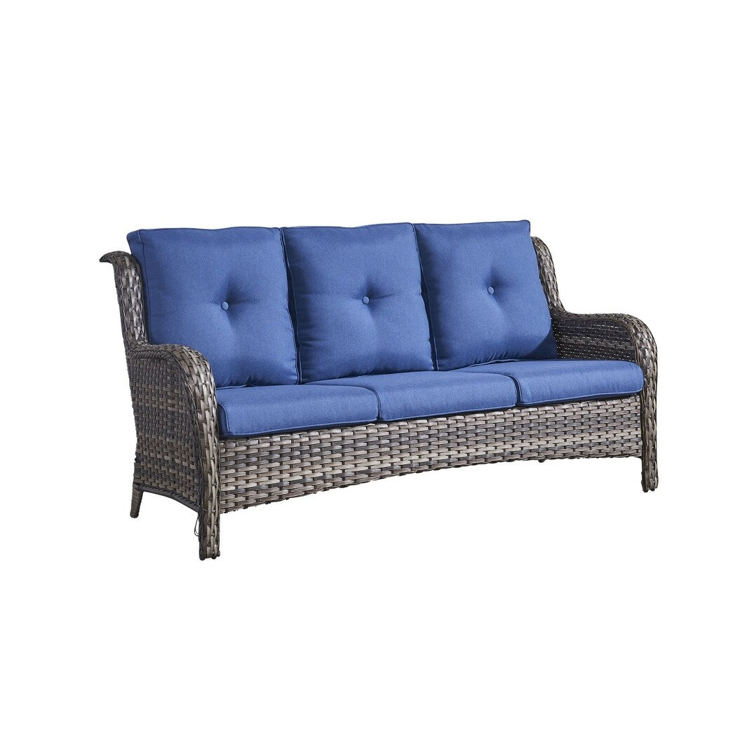 Gymojoy 3-Piece Outdoor Patio High-back Wicker Sectional Ottoman Set