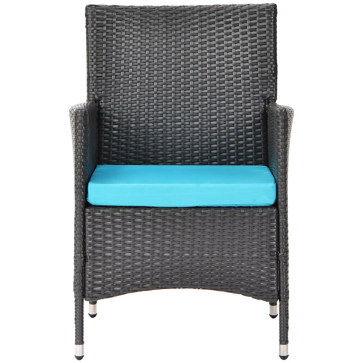 3-Piece Outdoor Rattan Conversation Set with Tempered Glass Table