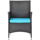 3-Piece Outdoor Rattan Conversation Set with Tempered Glass Table