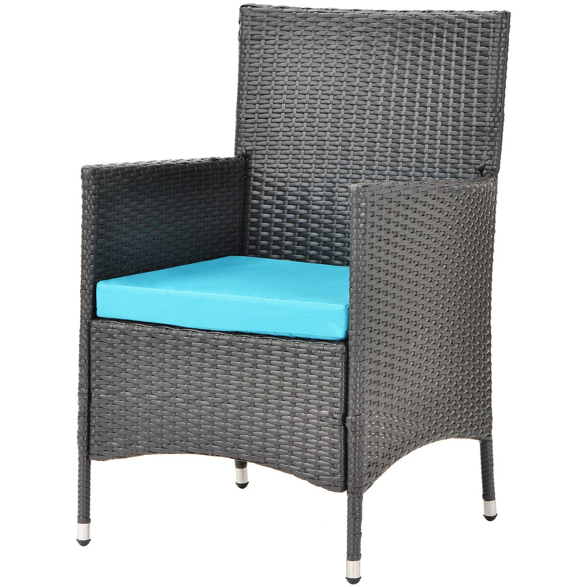 3-Piece Outdoor Rattan Conversation Set with Tempered Glass Table