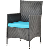 3-Piece Outdoor Rattan Conversation Set with Tempered Glass Table