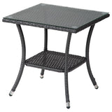 3-Piece Outdoor Rattan Conversation Set with Tempered Glass Table