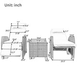 3 Piece Outdoor Rattan Two-person Recliner Chair set W/Coffee Table