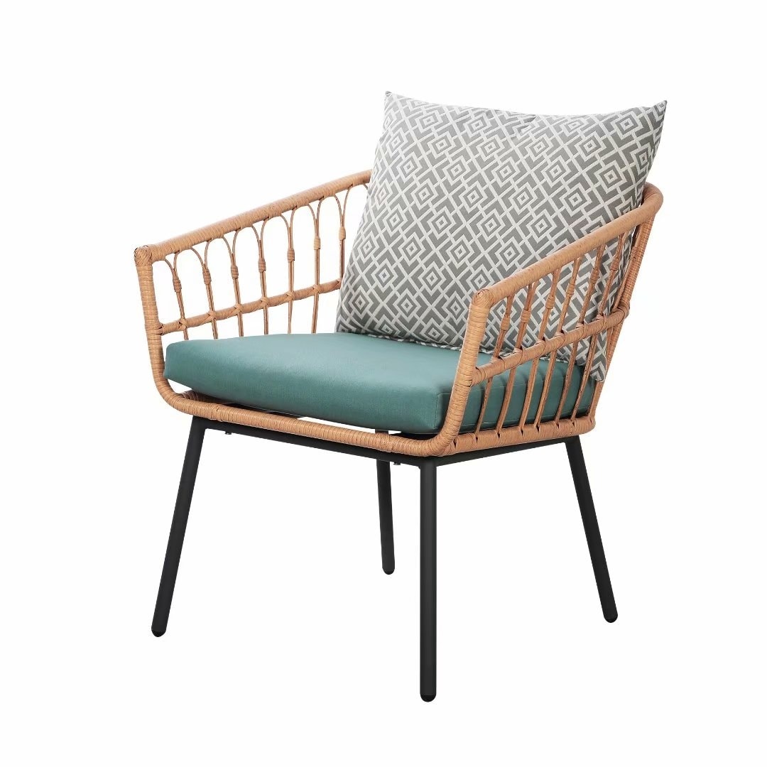 3-Piece Outdoor Wicker Bistro Set with Cushions