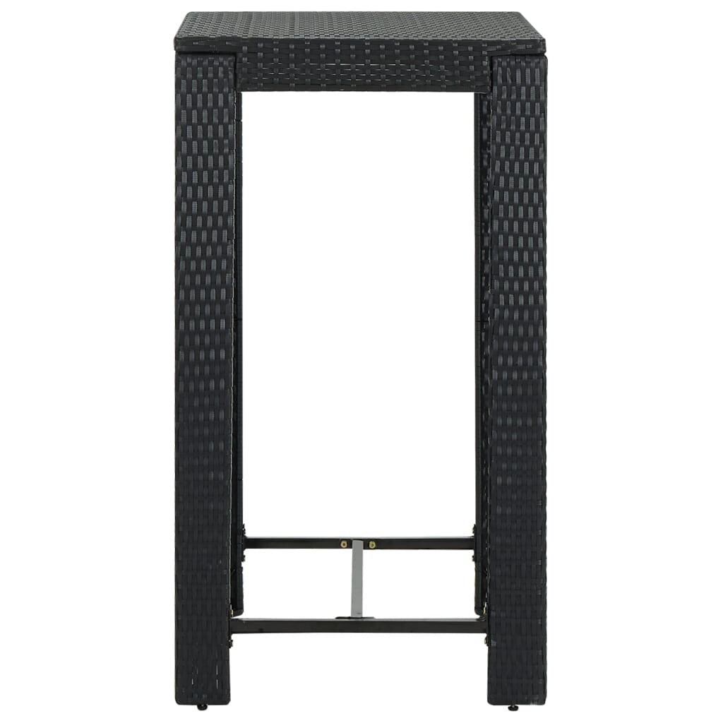 3 Piece Patio Bar Set with Cushions Poly Rattan Black