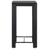 3 Piece Patio Bar Set with Cushions Poly Rattan Black