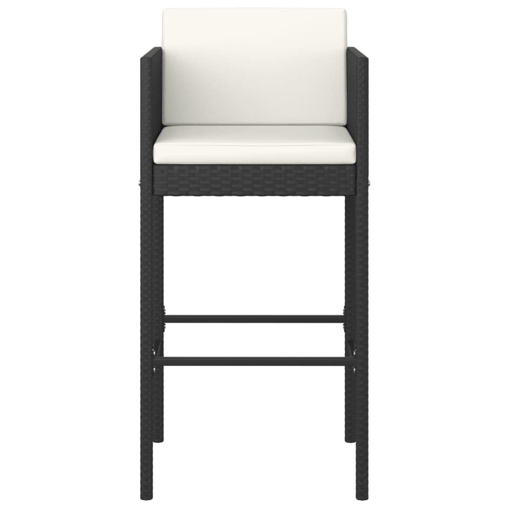 3 Piece Patio Bar Set with Cushions Poly Rattan Black
