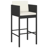 3 Piece Patio Bar Set with Cushions Poly Rattan Black