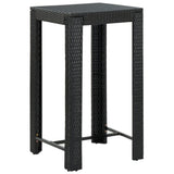 3 Piece Patio Bar Set with Cushions Poly Rattan Black