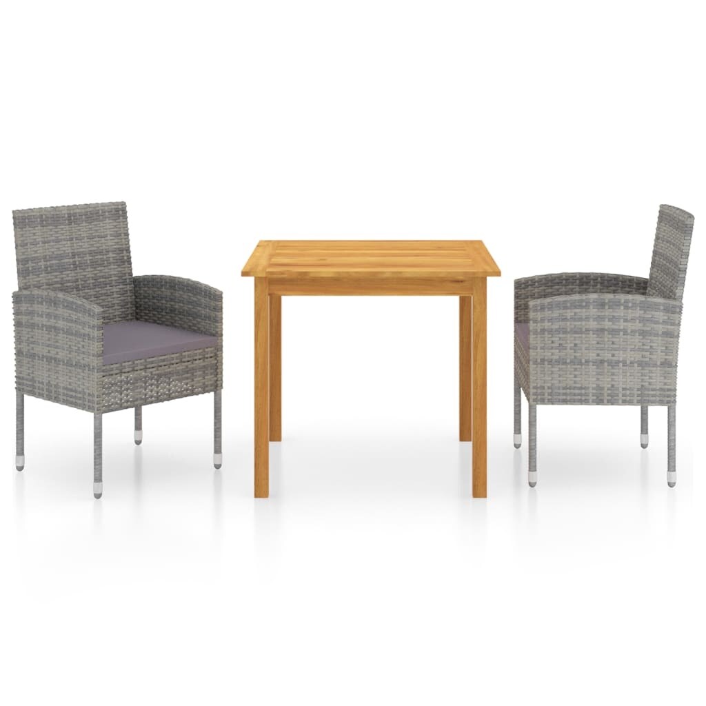 3 Piece Patio Dining Set Gray