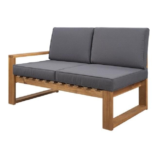 3-Piece Patio Sectional Set Acacia Wood and Grey Cushions Ideal for Outdoors and Indoors