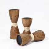 3-Piece Pine Wood with Rattan Pillar Candle Holder Set - 11" H x 4" W x 4" D