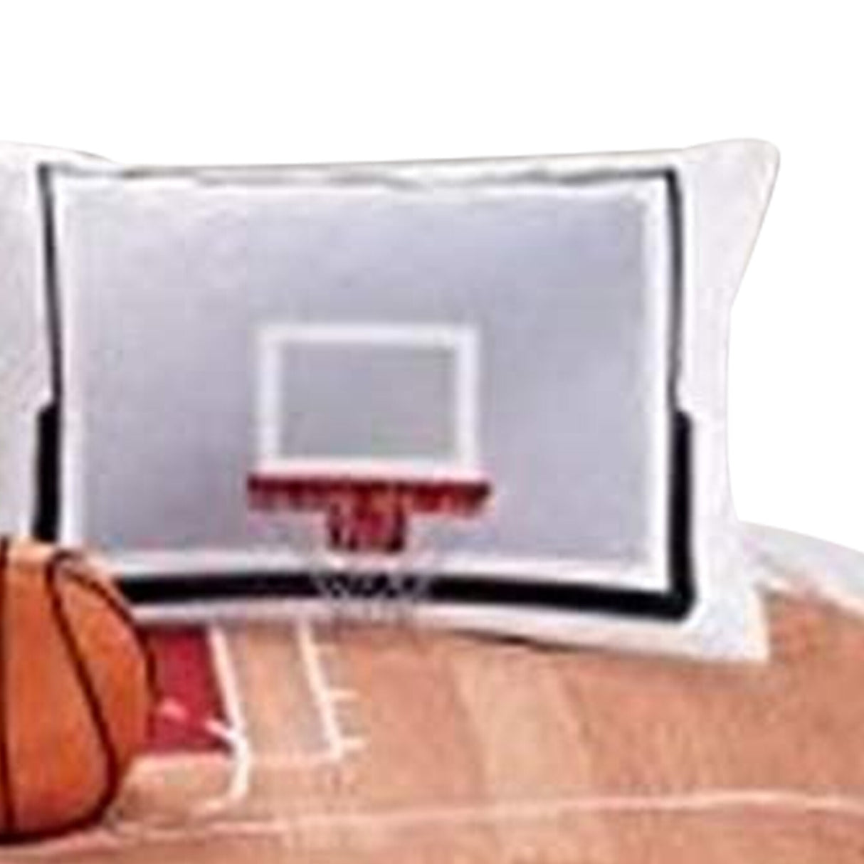 3 Piece Polyester Twin Comforter Set with Basketball Court Print, Multicolor