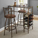 3-Piece Retro Dining Table Furniture Set, Bar Table and Chairs, Storage