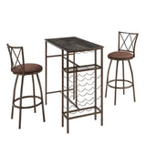 3-Piece Retro Dining Table Furniture Set, Bar Table and Chairs, Storage