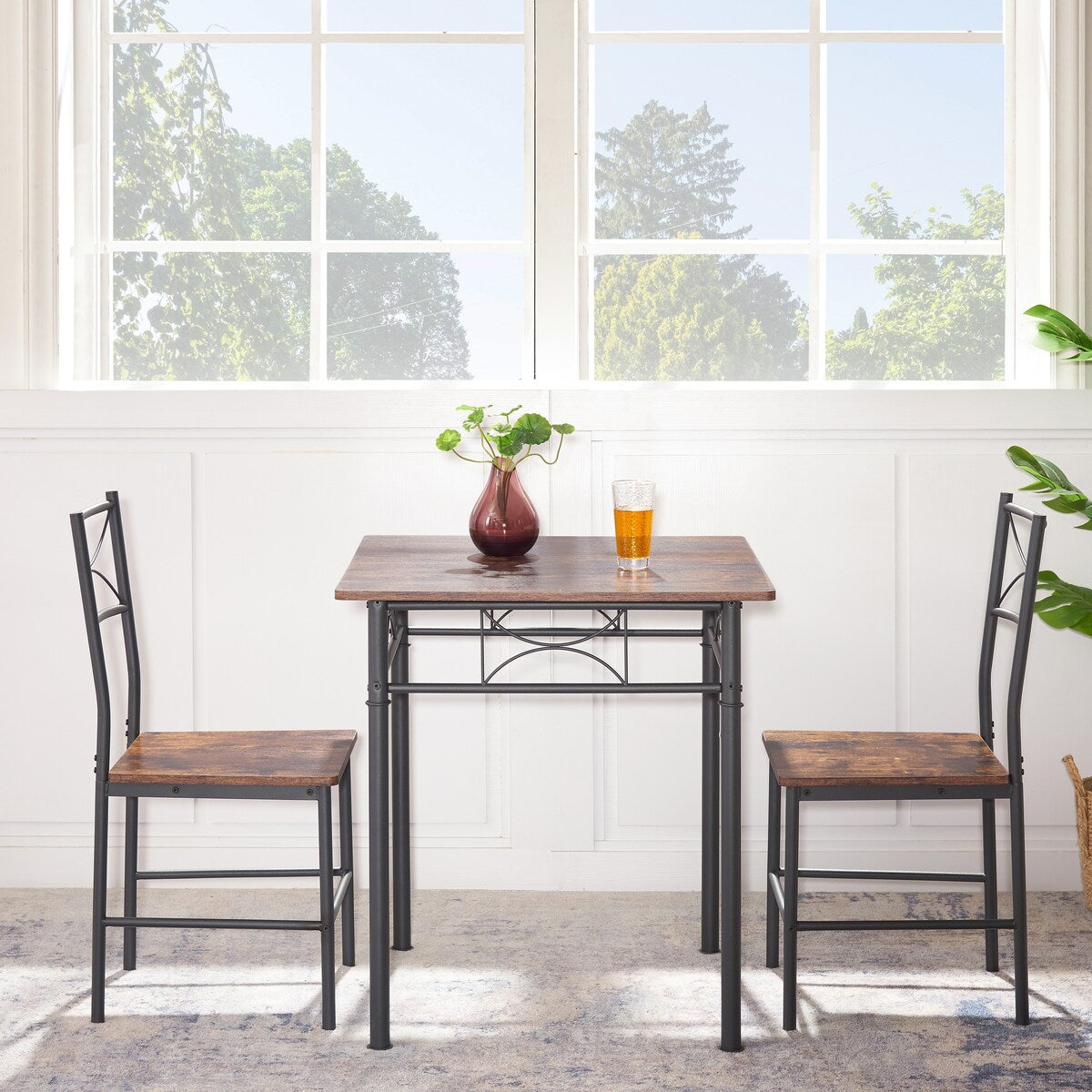3-Piece Retro Kitchen Dining Room Table Set,Dining Room Table&Chairs