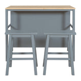 3-Piece Rustic Solid Wood Dining Sets, 45" Stationary Kitchen Island with Open Storage Shelves and 2 Stools