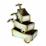 3 Piece Rustically Charmed Wooden Planter, Brown And White