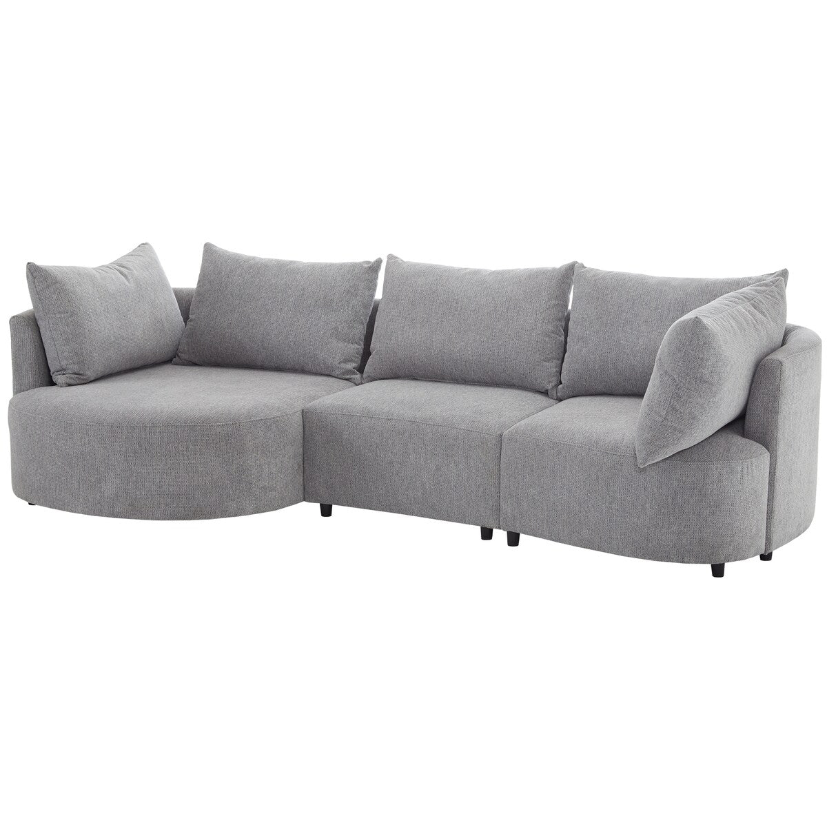 3-Piece Sectional Sofas with 5 Back Cushions and Curved Seat