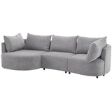3-Piece Sectional Sofas with 5 Back Cushions and Curved Seat