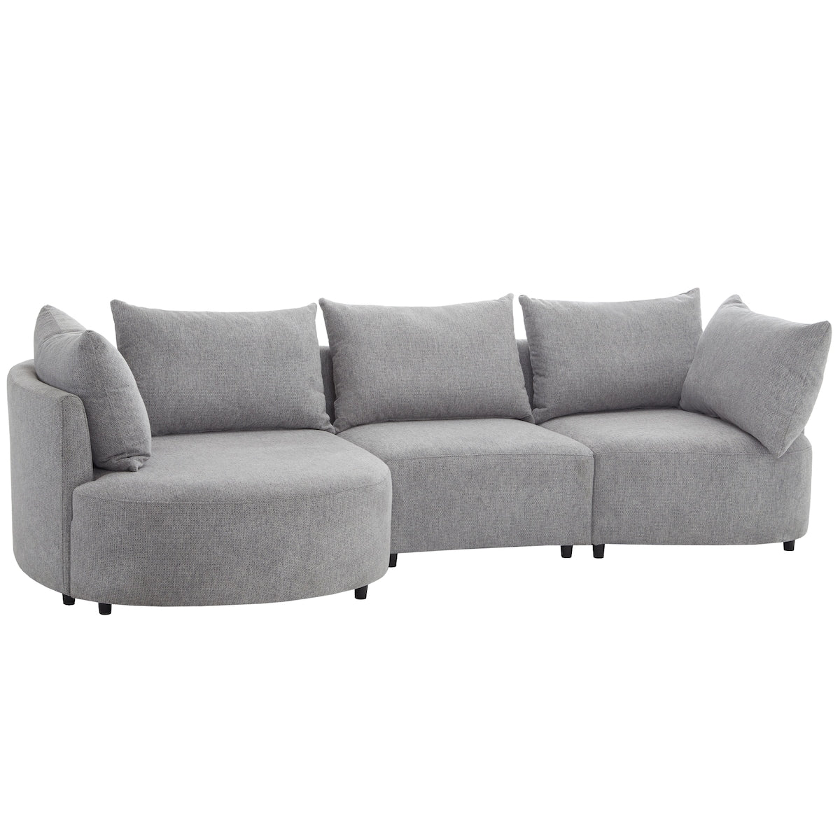 3-Piece Sectional Sofas with 5 Back Cushions and Curved Seat