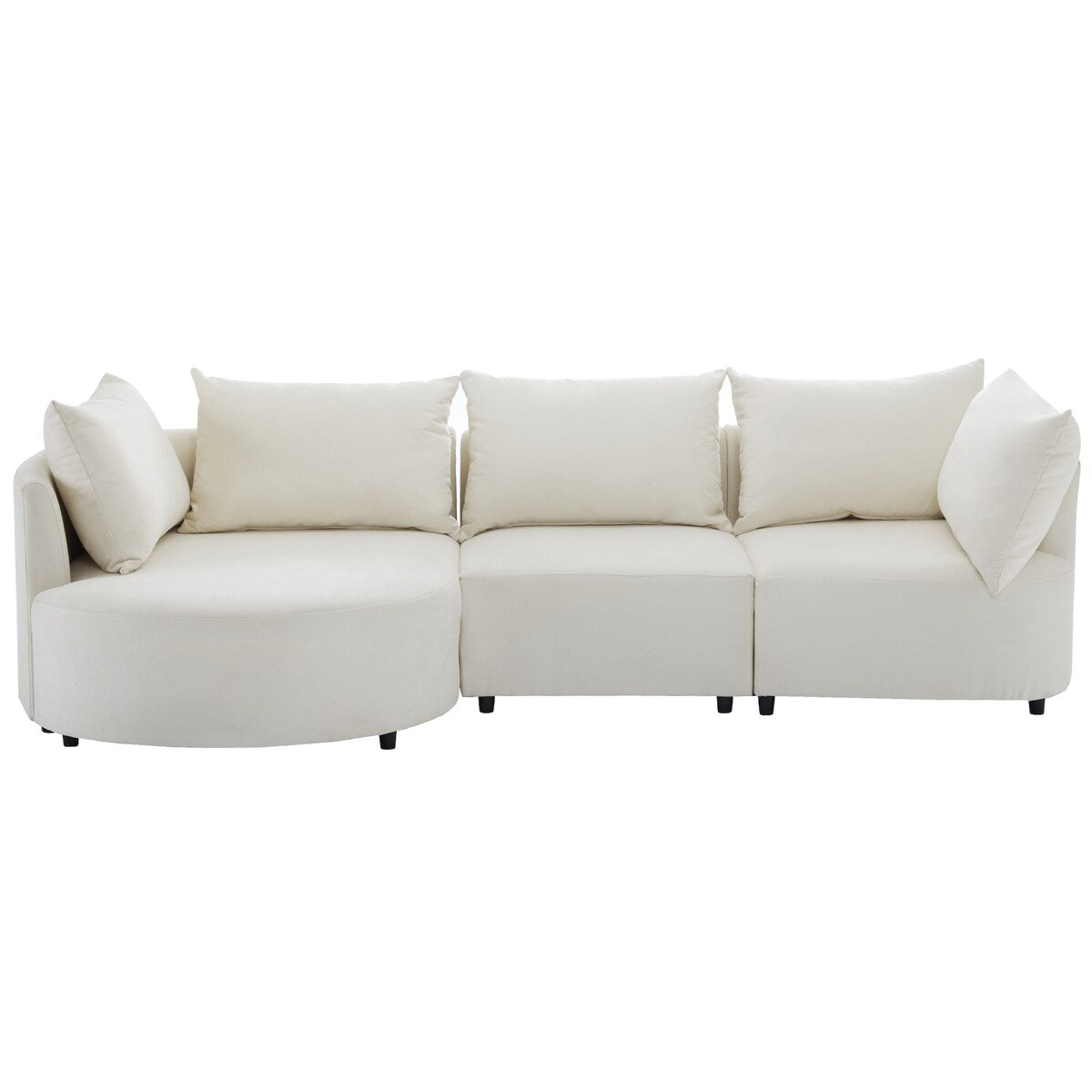 3-Piece Sectional Sofas with 5 Back Cushions and Curved Seat