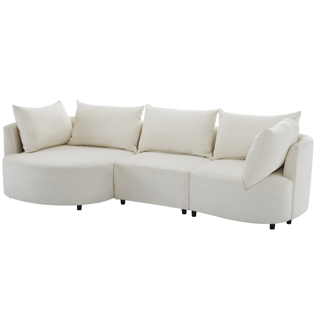 3-Piece Sectional Sofas with 5 Back Cushions and Curved Seat